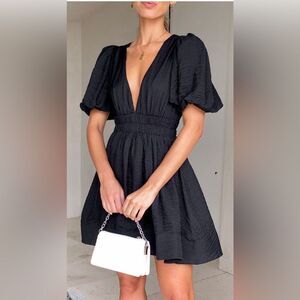 Billy J erin puff sleeve mini dress black
